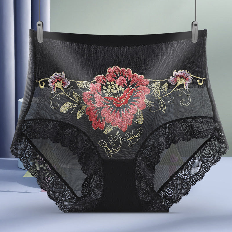 Culotte brodée en dentelle taille haute