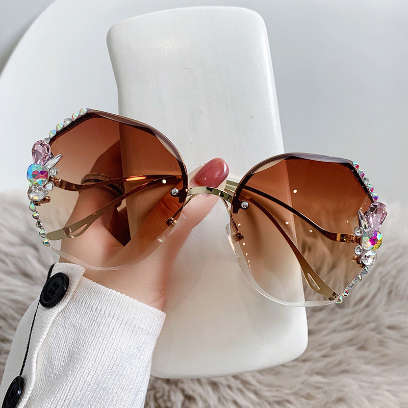 Lunettes de soleil femme diamant sans monture