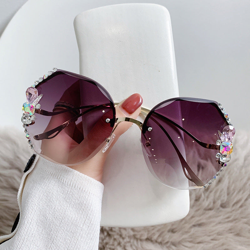 Lunettes de soleil femme diamant sans monture