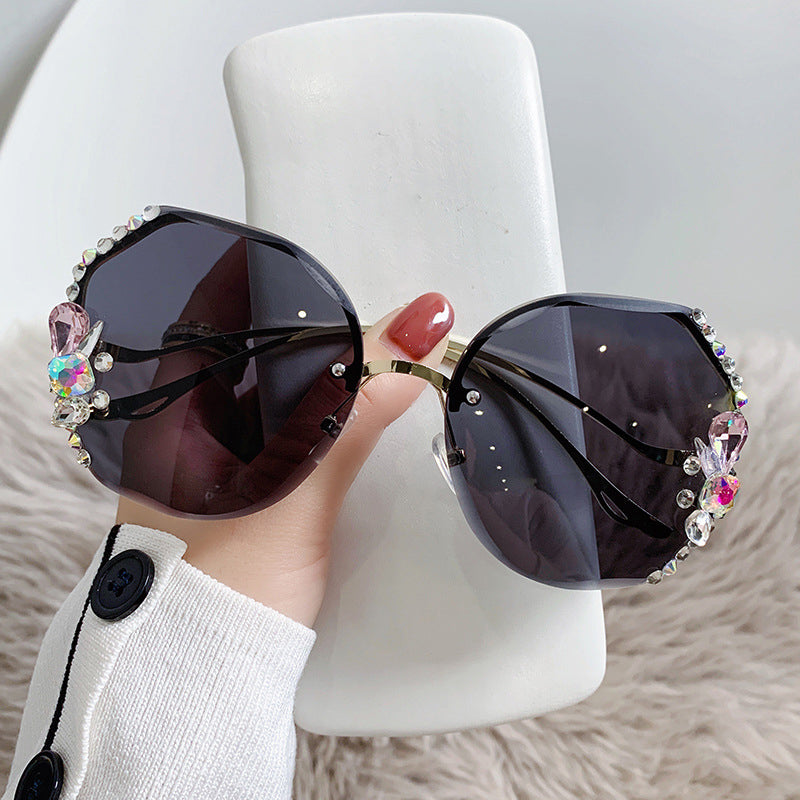 Lunettes de soleil femme diamant sans monture