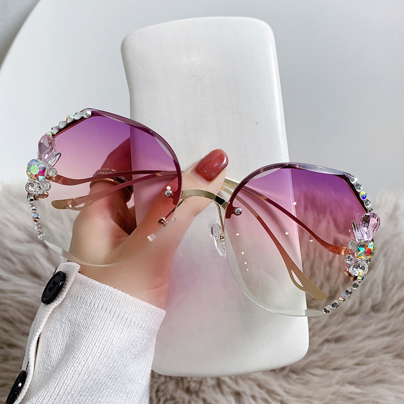 Lunettes de soleil femme diamant sans monture