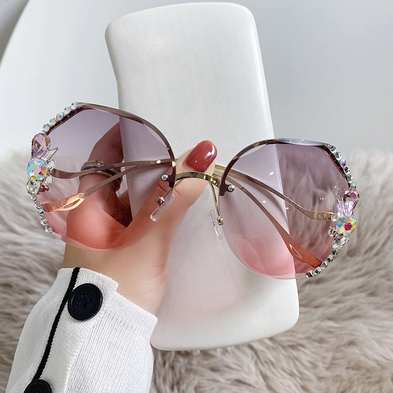 Lunettes de soleil femme diamant sans monture