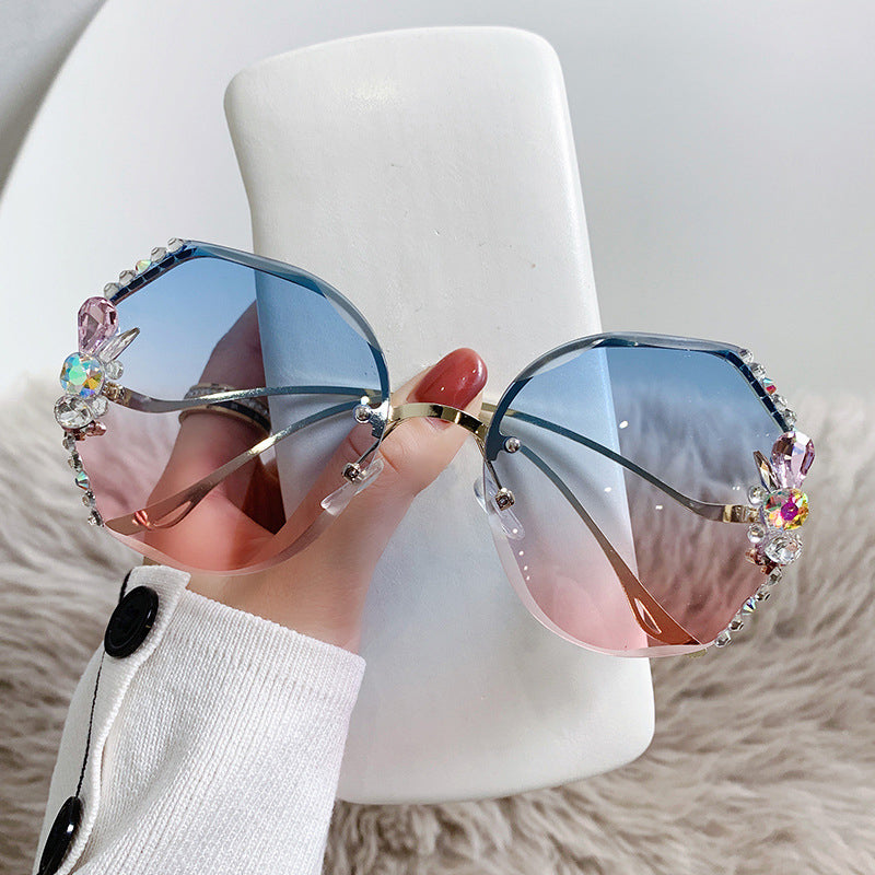 Lunettes de soleil femme diamant sans monture