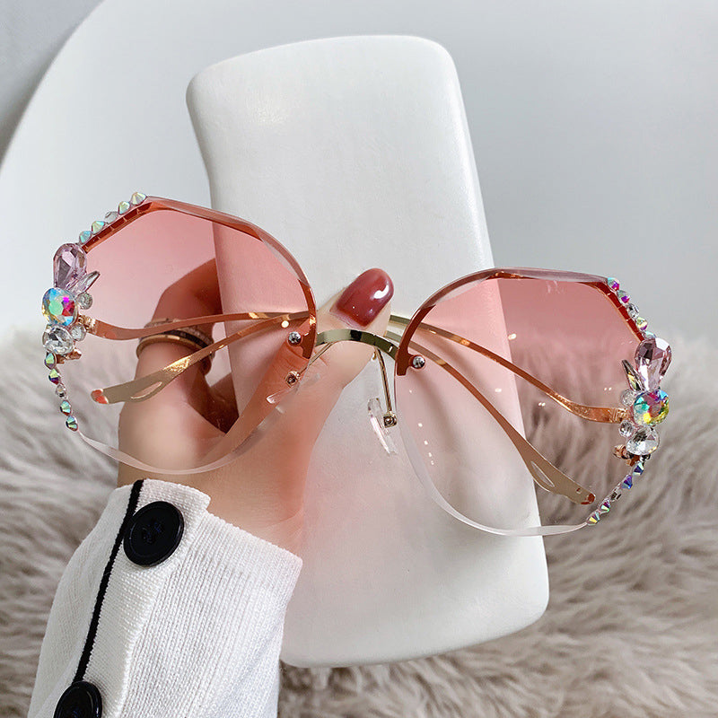 Lunettes de soleil femme diamant sans monture