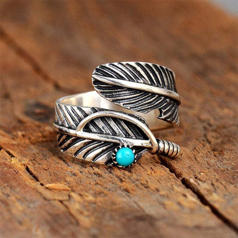 Bague Ajustable Plume Turquoise