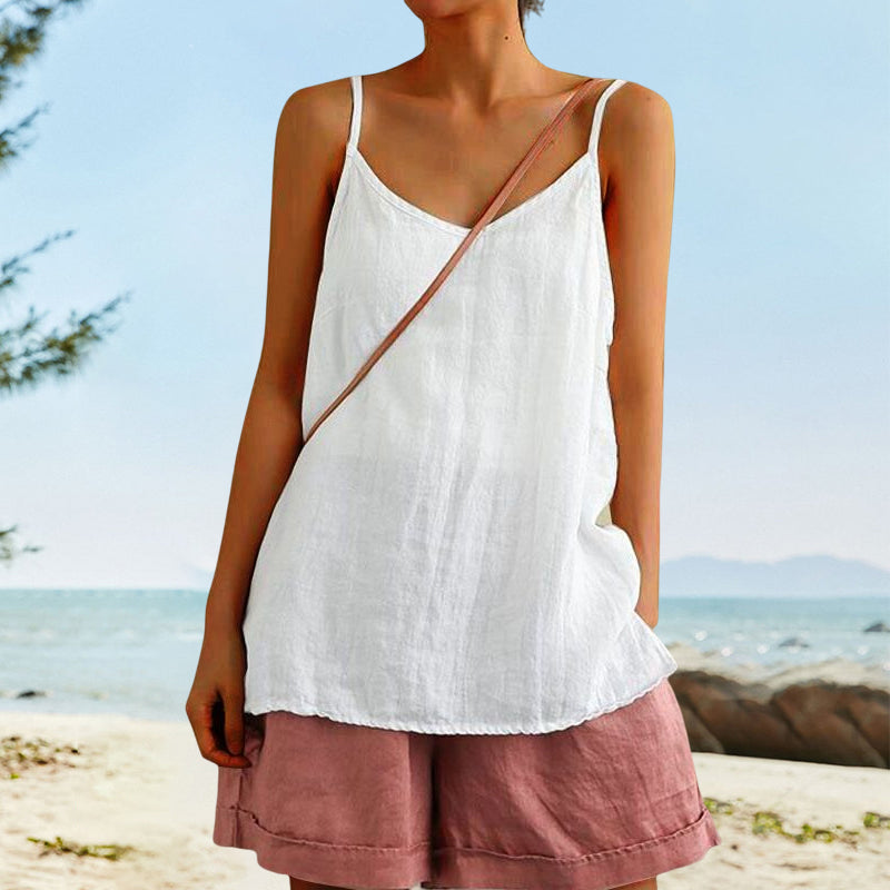 Camisole en coton et lin pour femme