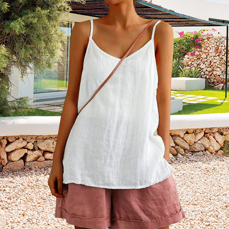 Camisole en coton et lin pour femme