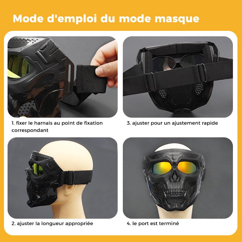 Masque de route avec lunettes en forme de crâne