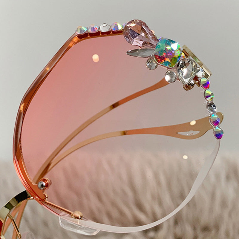 Lunettes de soleil femme diamant sans monture