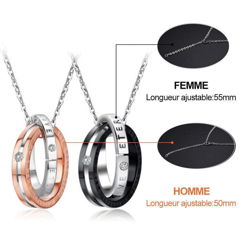 Eternal Love Collier de Couple en Acier Inoxydable - ciaovie