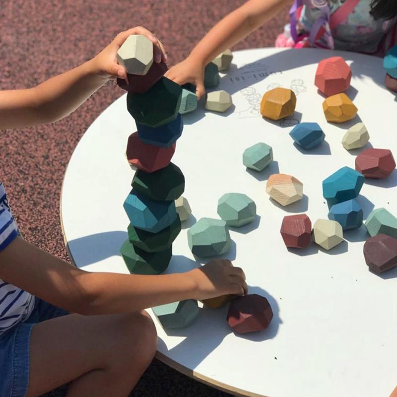 Wood Rock Set Balancing Blocks Jouet en bois naturel