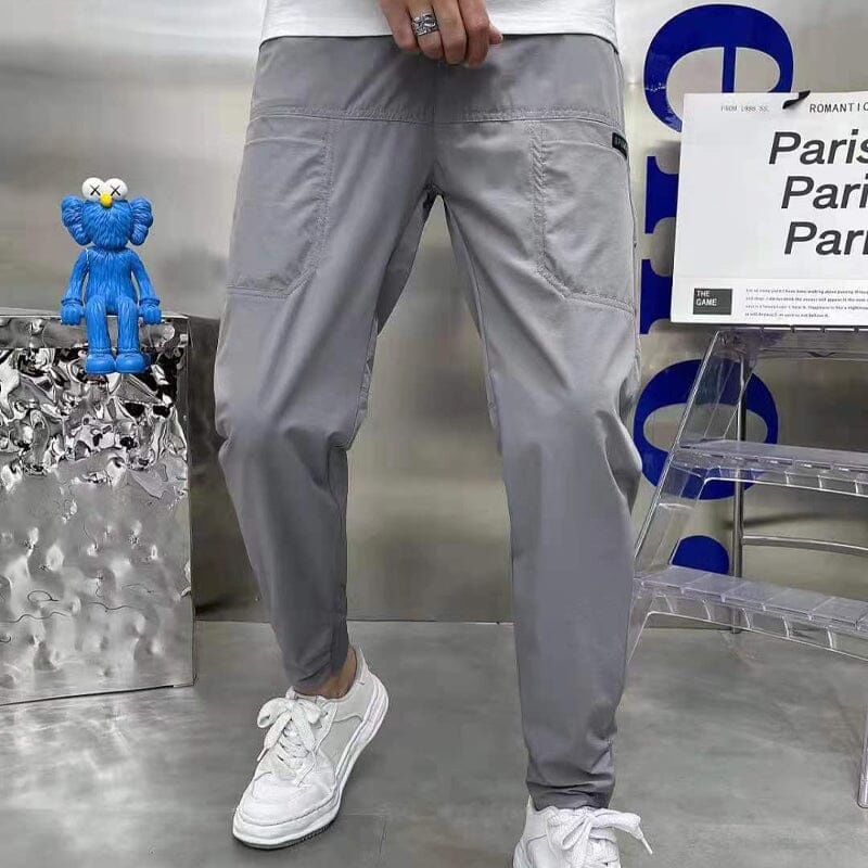 Pantalon cargo skinny multi-poches à haute extensibilité pour hommes