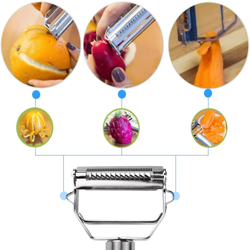 Éplucheur Râpe Multifonction en Acier Inoxydable pour Fruits et Légumes