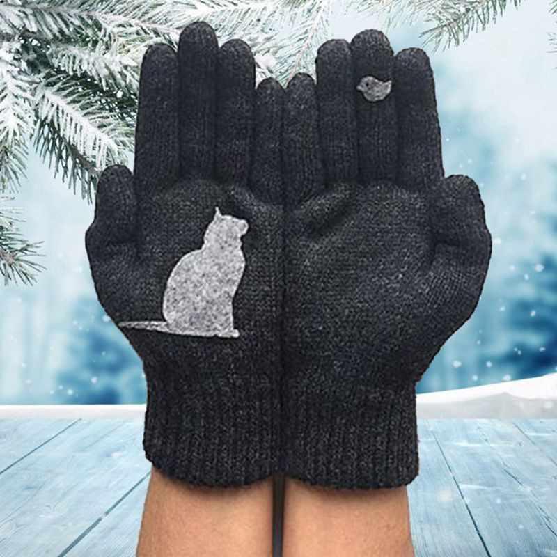 Gants en Coton Imprimés Motif Chat