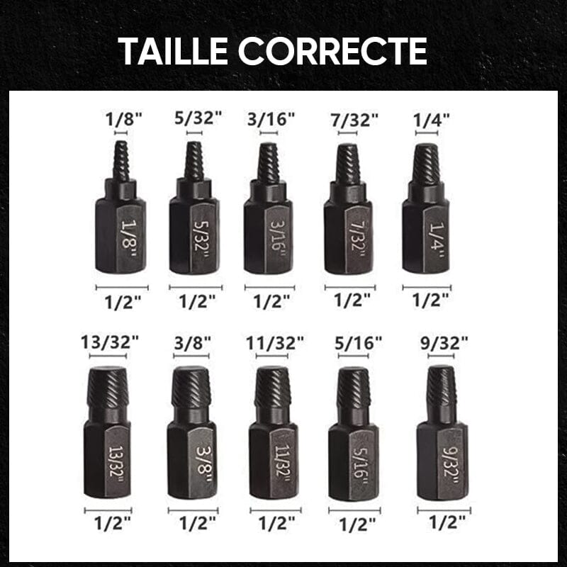 Jeu d'extracteurs de vis et boulons