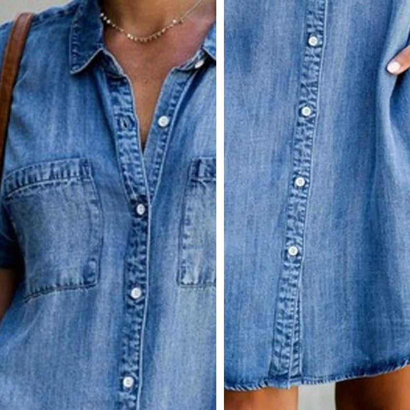 Robe décontractée à manches courtes en jean