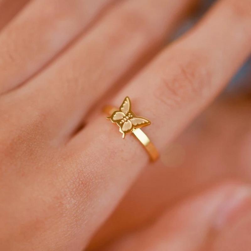 Bague Rotative Marguerite/Papillon