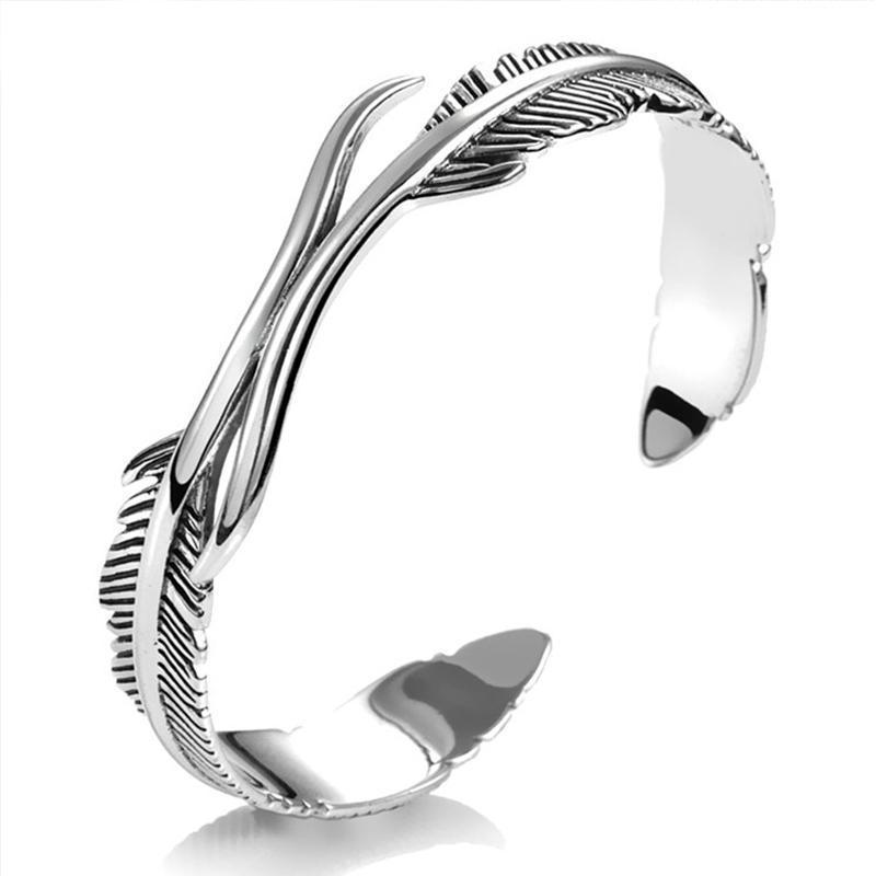 Joli Bracelet Plume en Argent