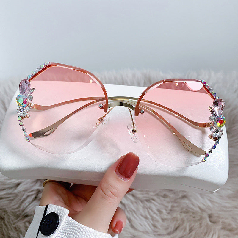 Lunettes de soleil femme diamant sans monture