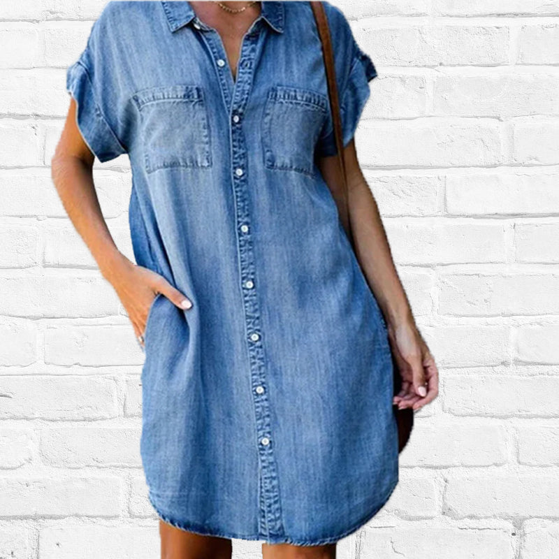 Robe décontractée à manches courtes en jean