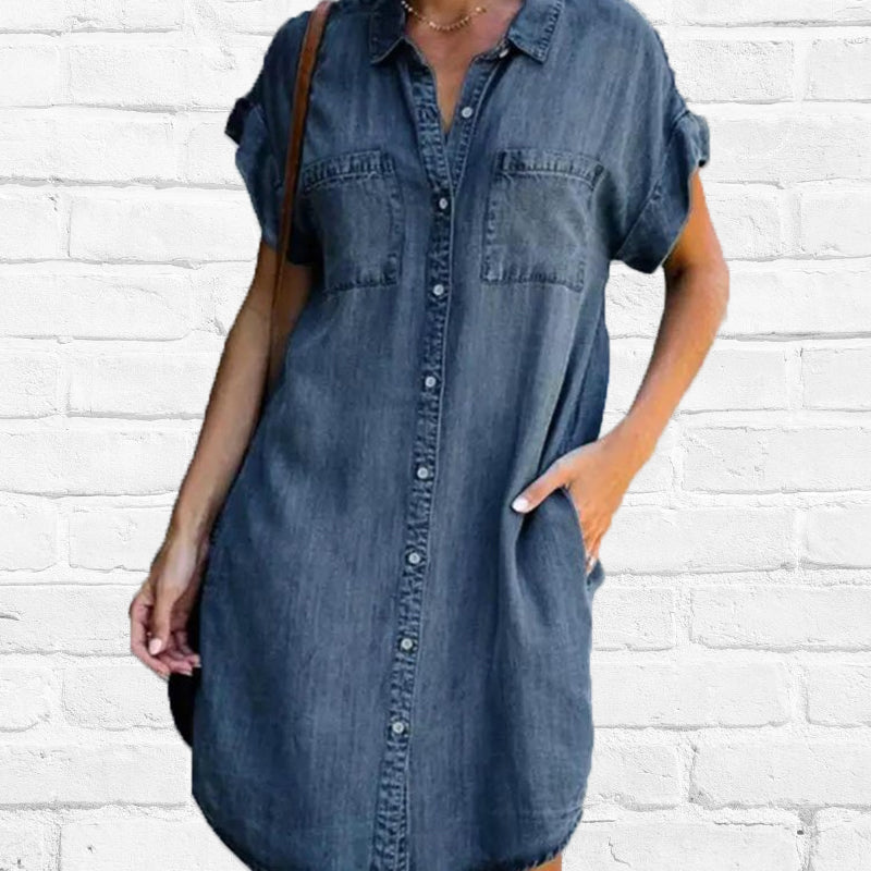 Robe décontractée à manches courtes en jean