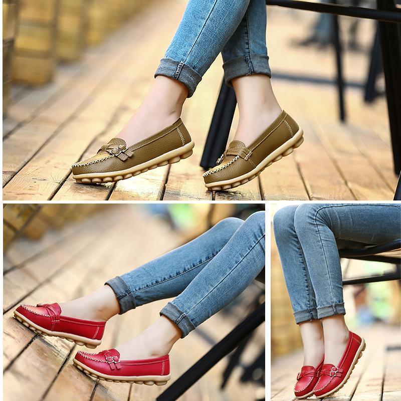 Mocassin Femme en Cuir, Chaussures Femme en Cuir Confortables