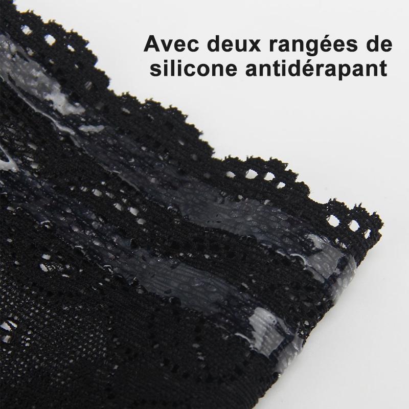 Bas Elastiques Jambières Chaussettes en Dentelle de Silicone Sangles Anti-Friction